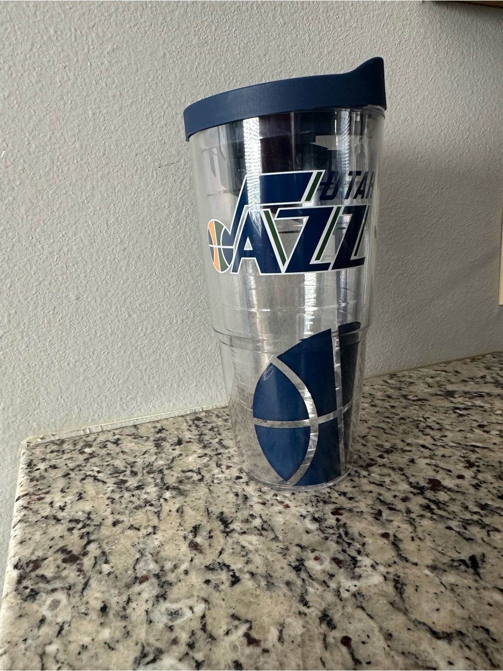 Utah Jazz Clear Tervis Tumbler with Navy Lid